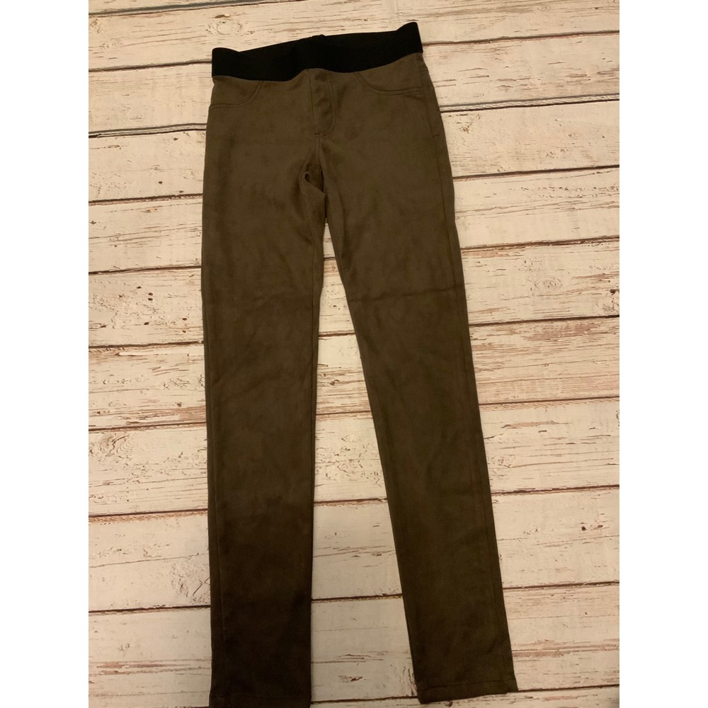 Karen Kane Womens Faux Suede Leggings Brown Elastic Waist Pants Size 8 USA